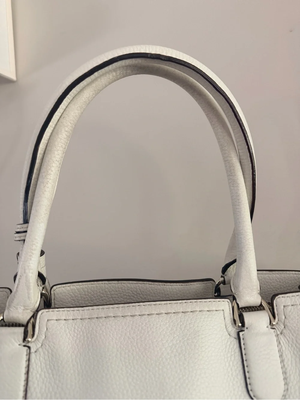 KATE SPADE New York White Pebbled Leather Tassel Tote Bag
